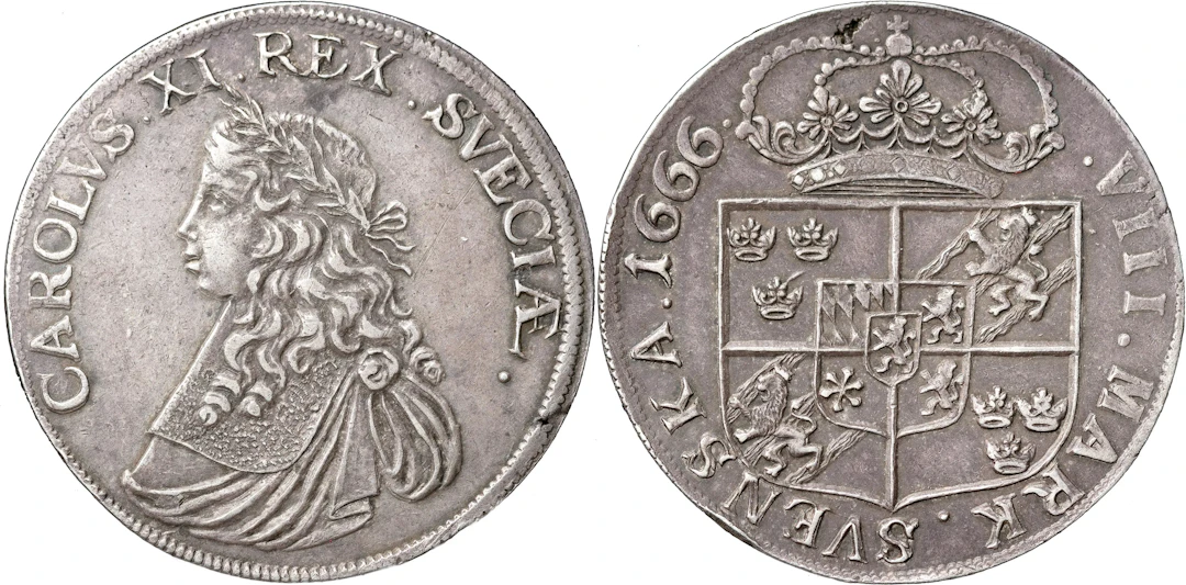KARL XI (1660-1697). STOCKHOLM. 8 mark 1666
