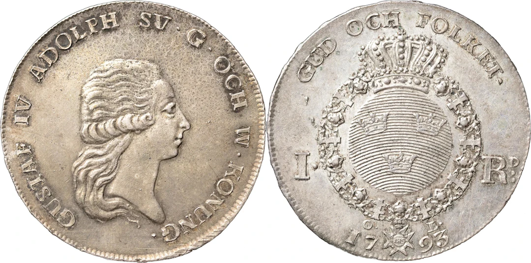 GUSTAV IV ADOLF (1792-1809). STOCKHOLM. Riksdaler 1793