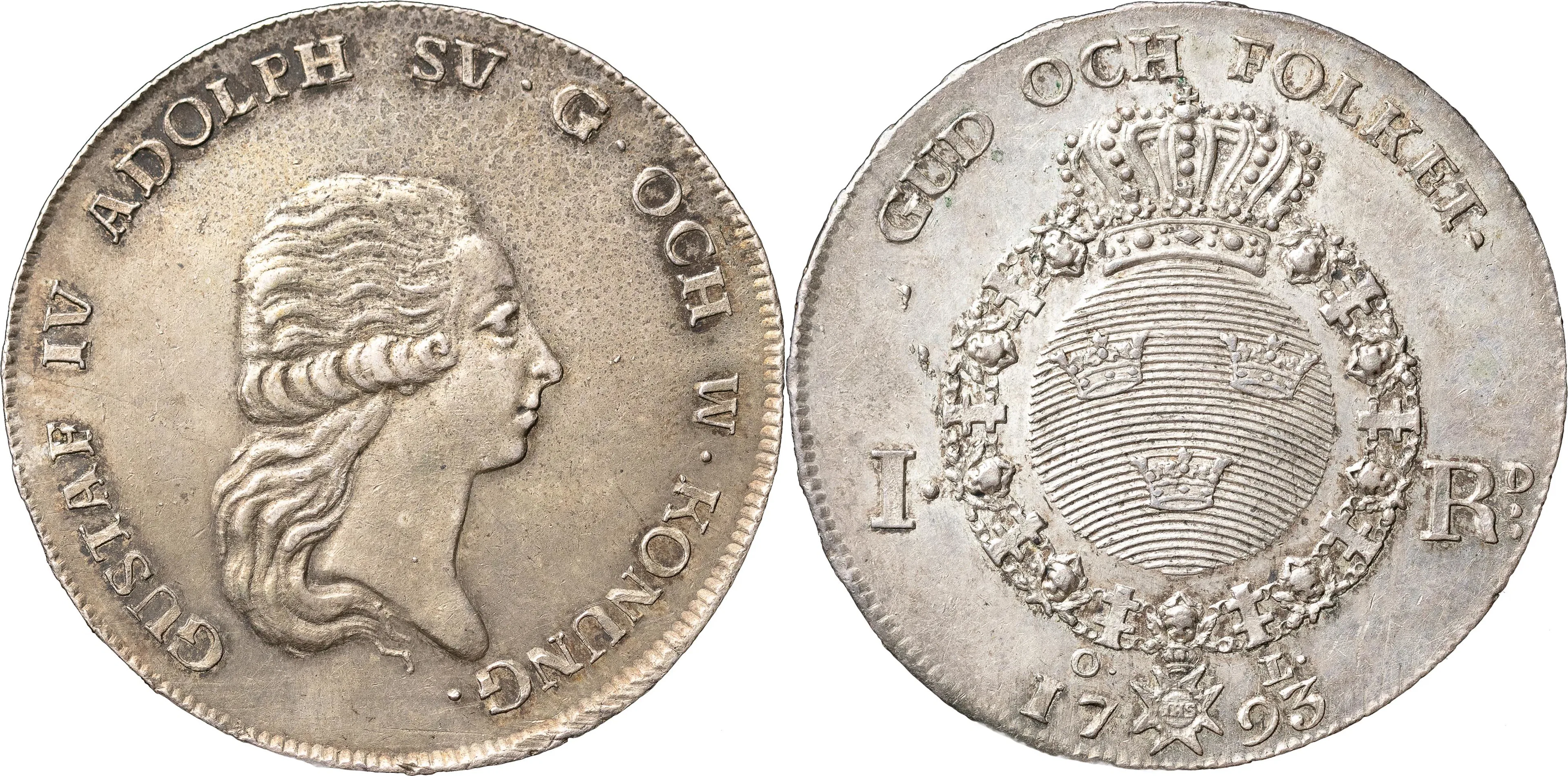 GUSTAV IV ADOLF (1792-1809). STOCKHOLM. Riksdaler 1793