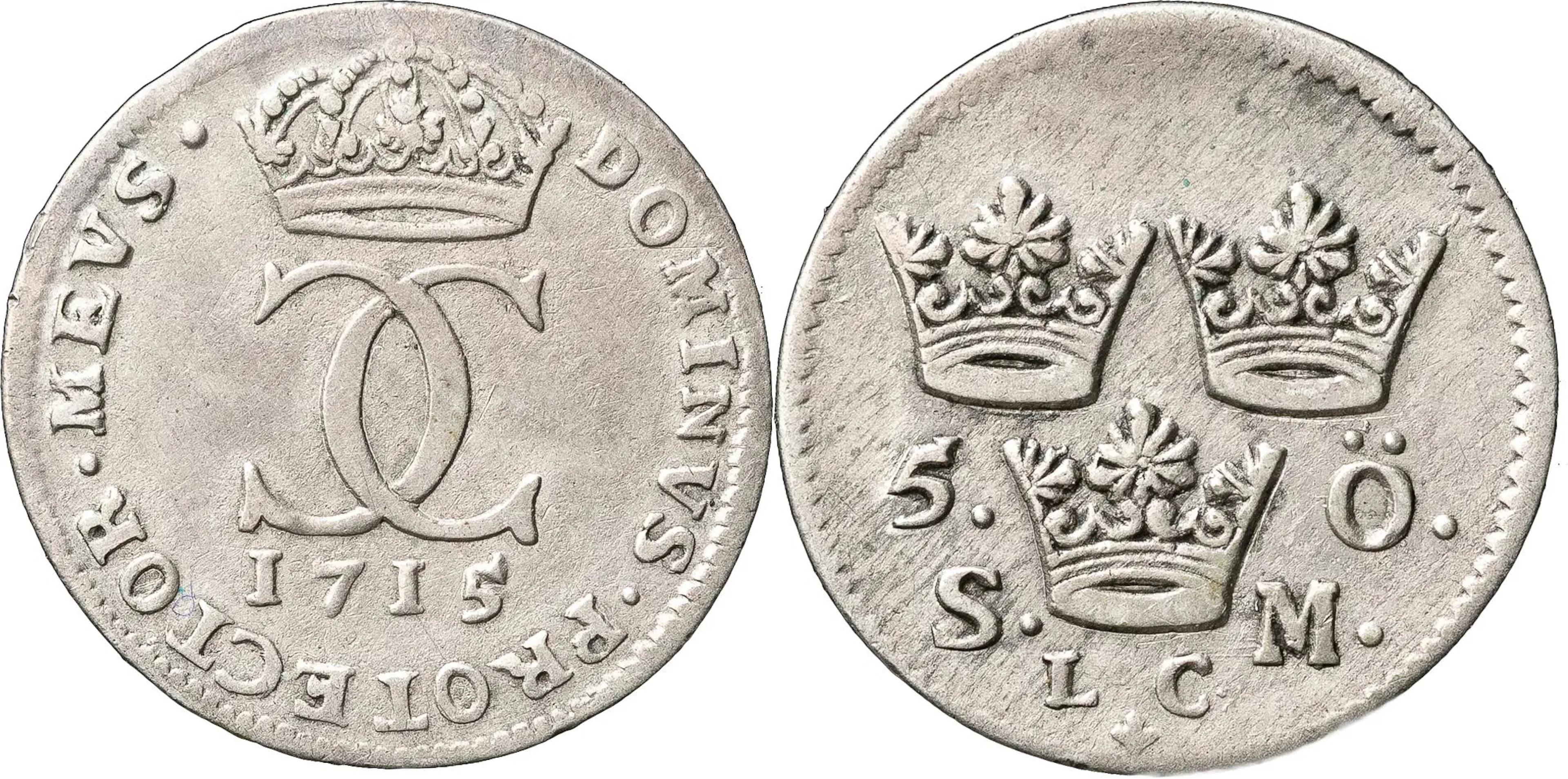 KARL XII (1697-1718). STOCKHOLM. 5 öre 1715