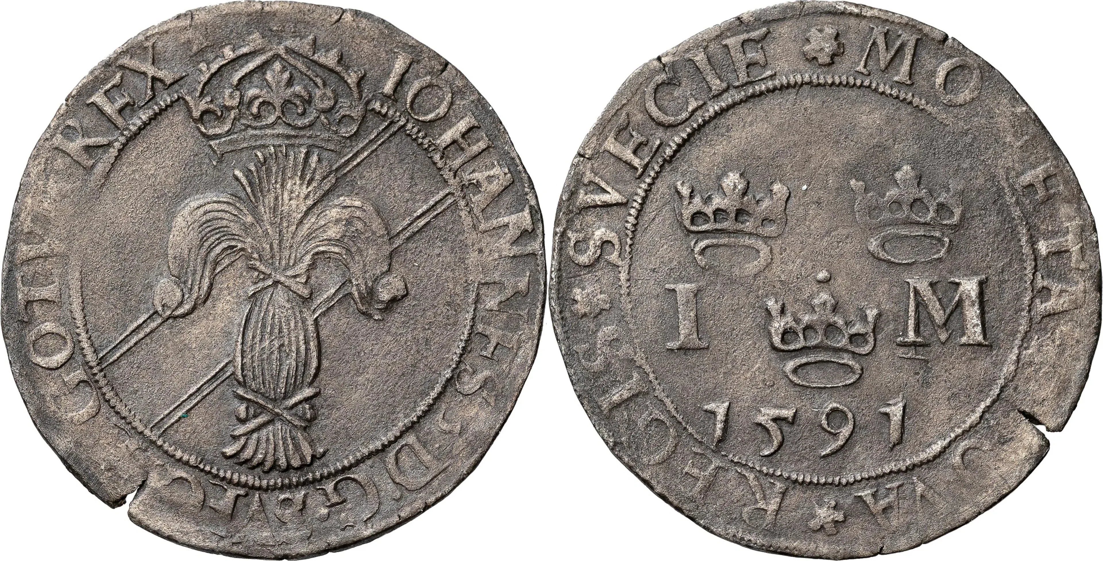 JOHAN III (1568-1592). STOCKHOLM. Mark 1591