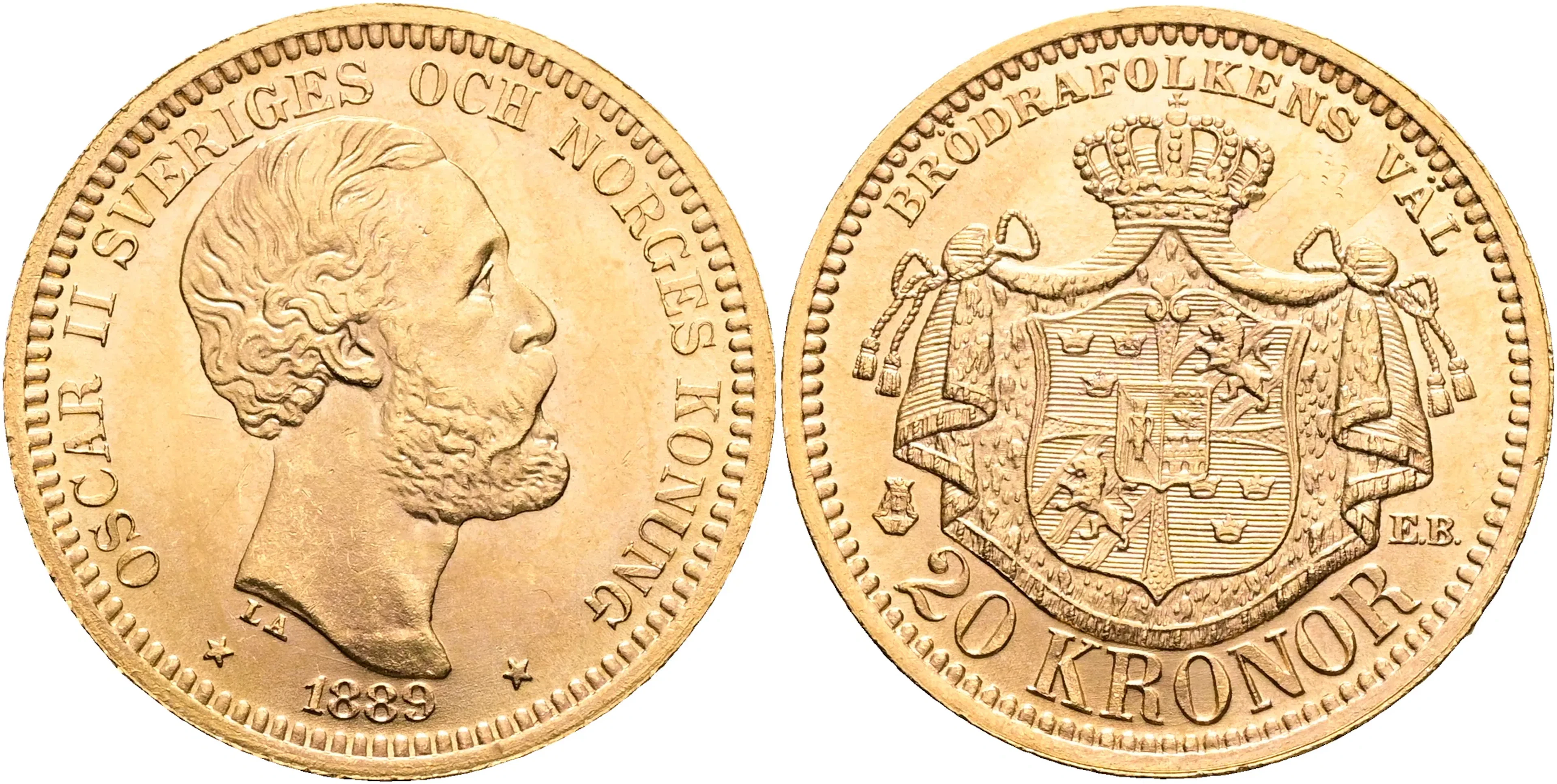 OSKAR II (1872-1907). 20 kronor 1889