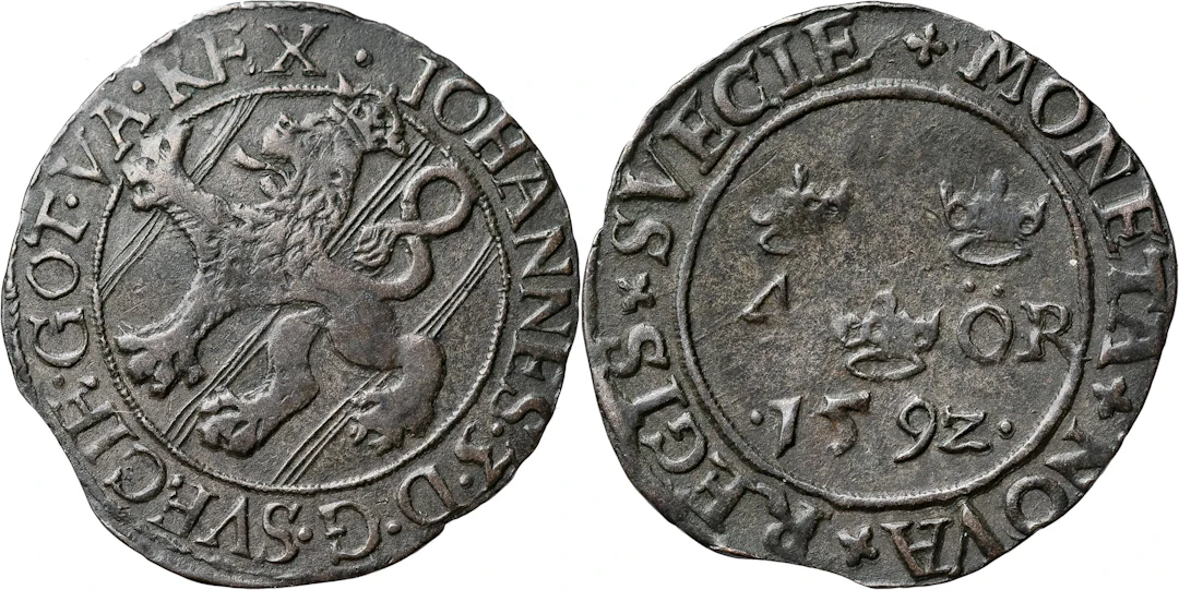JOHAN III (1568-1592). STOCKHOLM. 4 öre 1592
