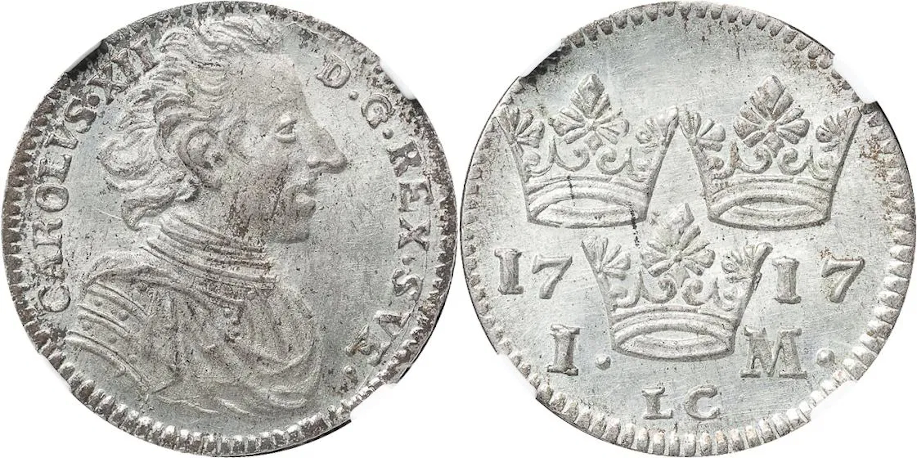 KARL XII (1697-1718). STOCKHOLM. Mark 1717