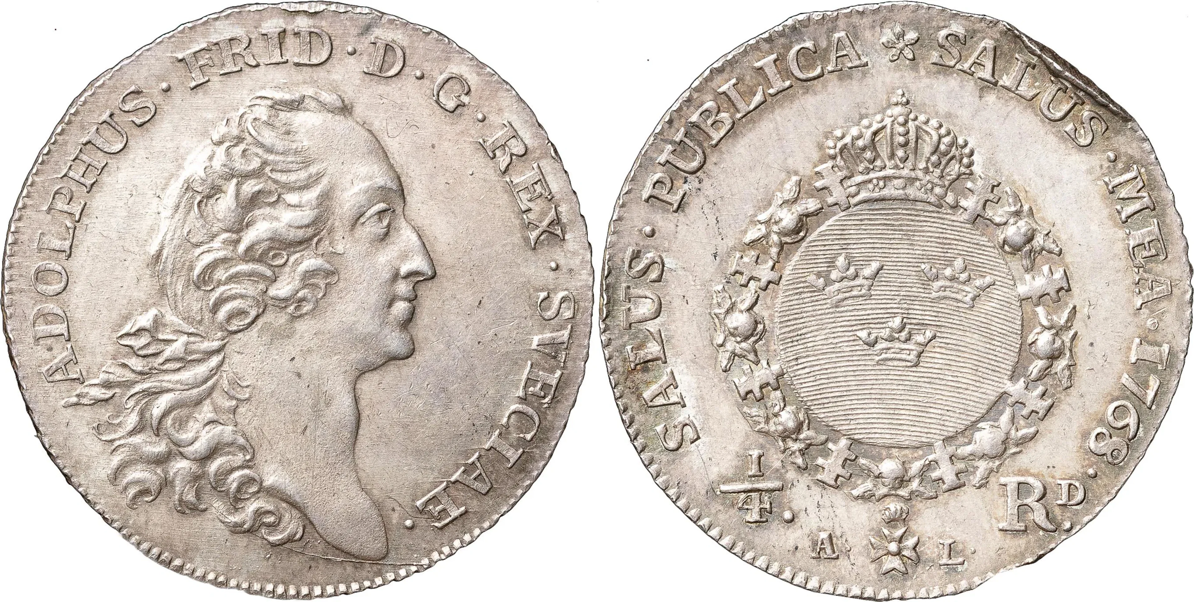 ADOLF FREDRIK (1751-1771). STOCKHOLM. 1/4 riksdaler 1768