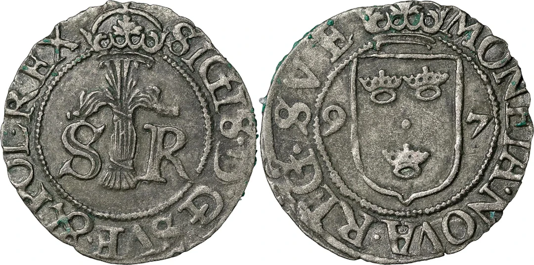SIGISMUND (1592-1599). STOCKHOLM. 1/2 öre 1597