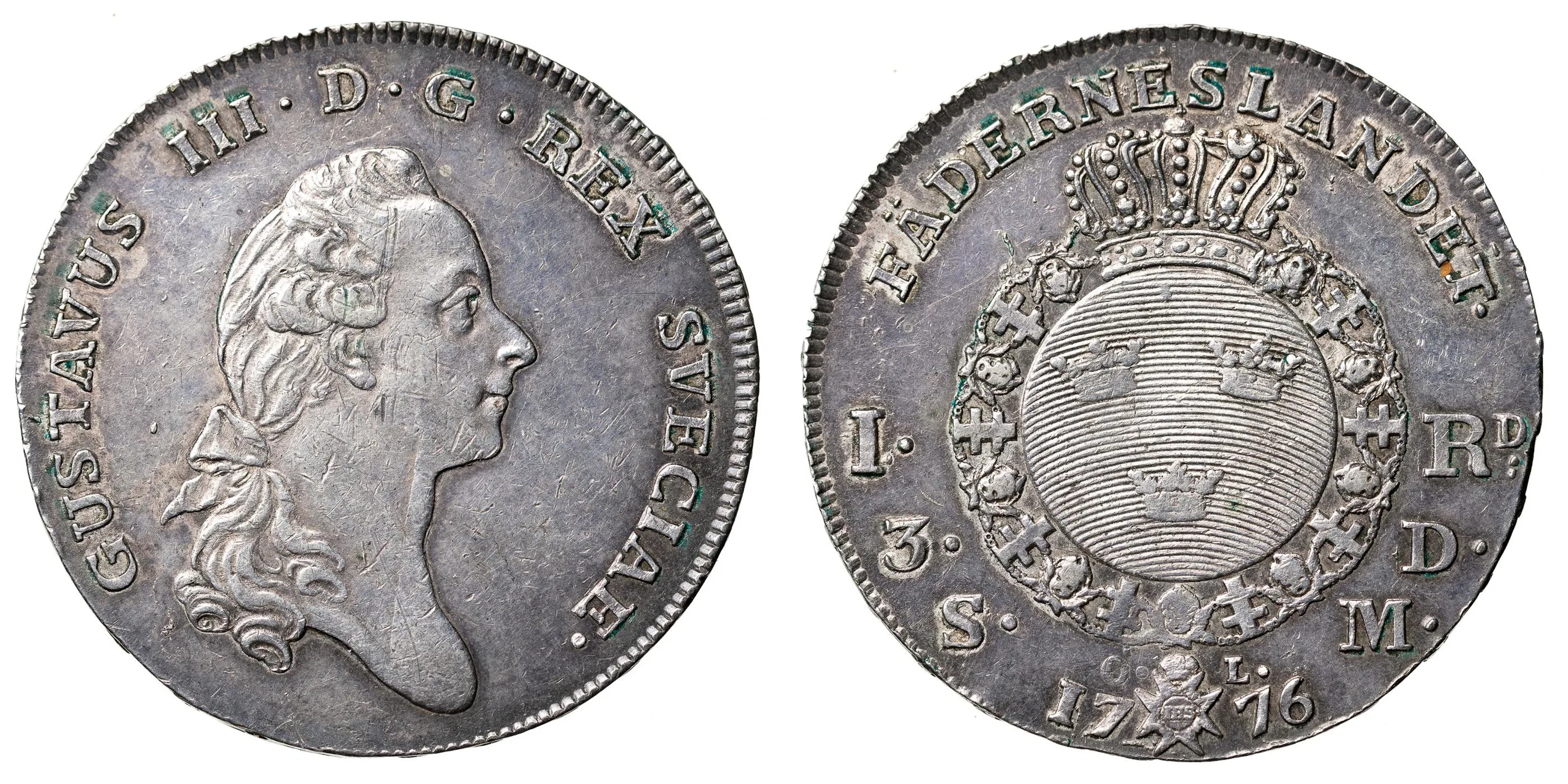 GUSTAV III (1771-1792). Riksdaler 1776