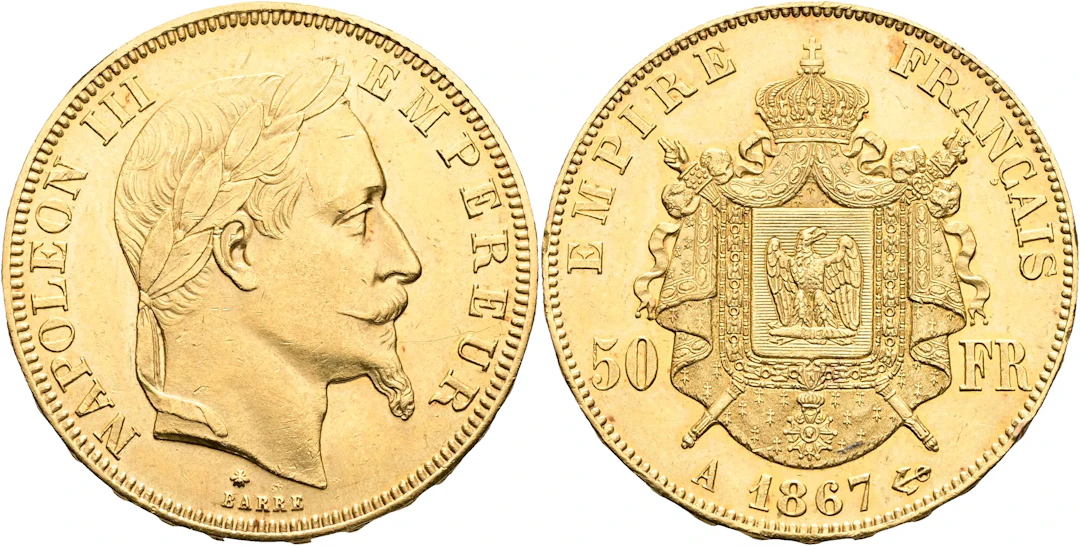 FRANKRIKE / FRANCE. 50 francs 1867