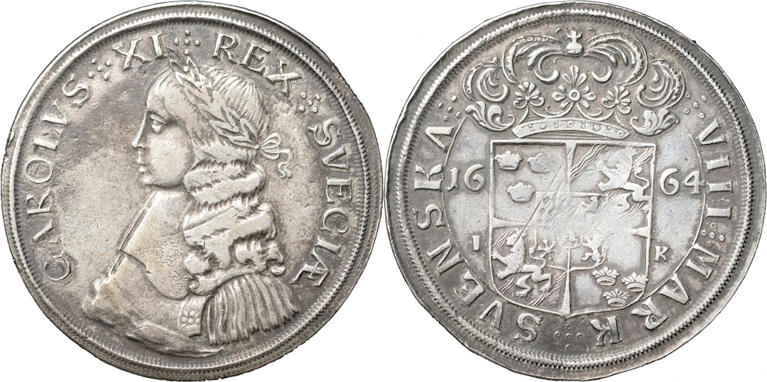 KARL XI (1660-1697). STOCKHOLM. 8 mark 1664