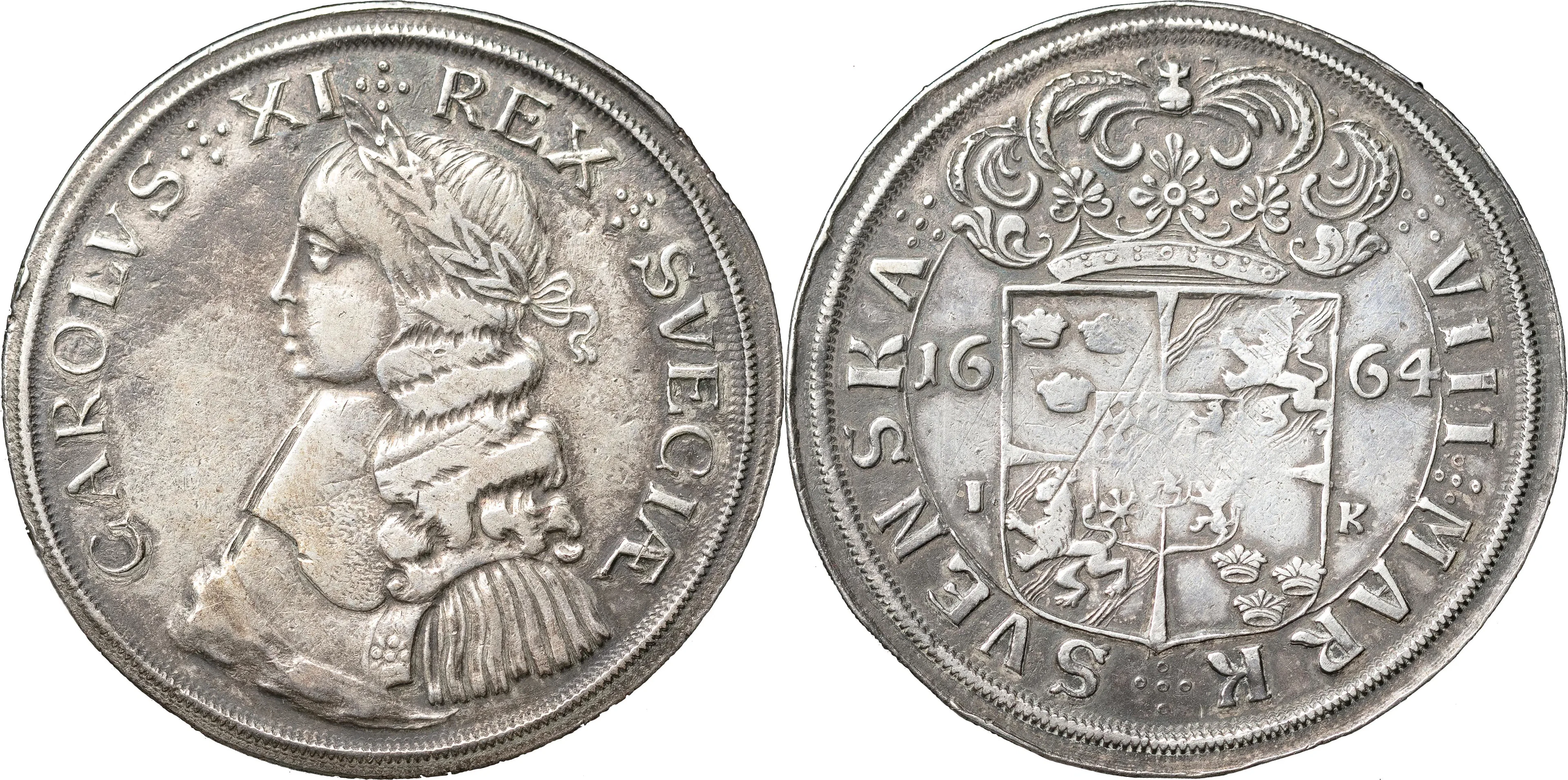KARL XI (1660-1697). STOCKHOLM. 8 mark 1664