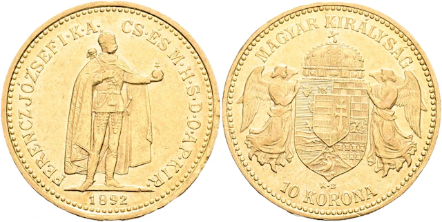 UNGERN / HUNGARY. 10 korona 1892