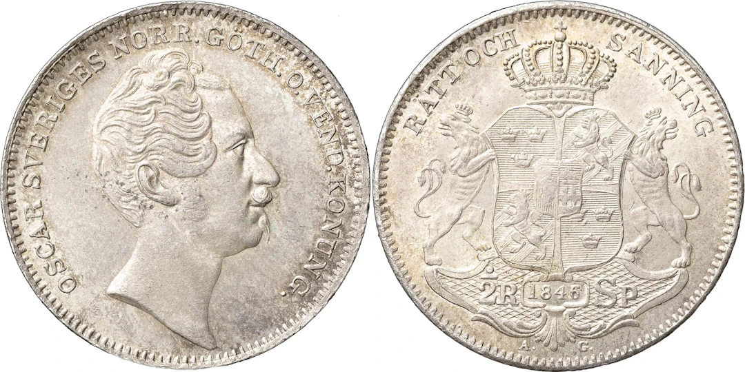 OSKAR I (1844-1859). 1/2 speciedaler 1846. SM 37