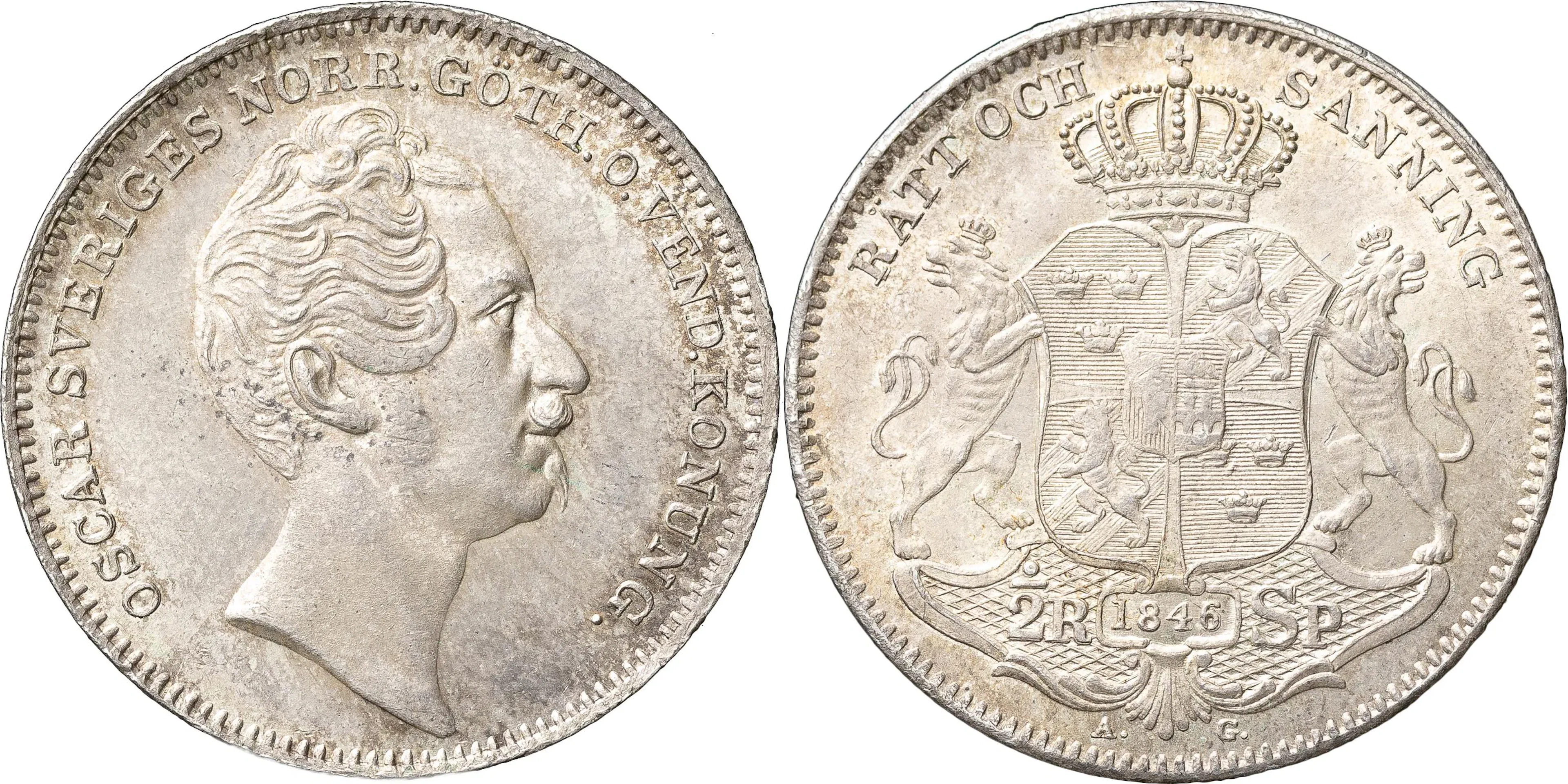 OSKAR I (1844-1859). 1/2 speciedaler 1846. SM 37