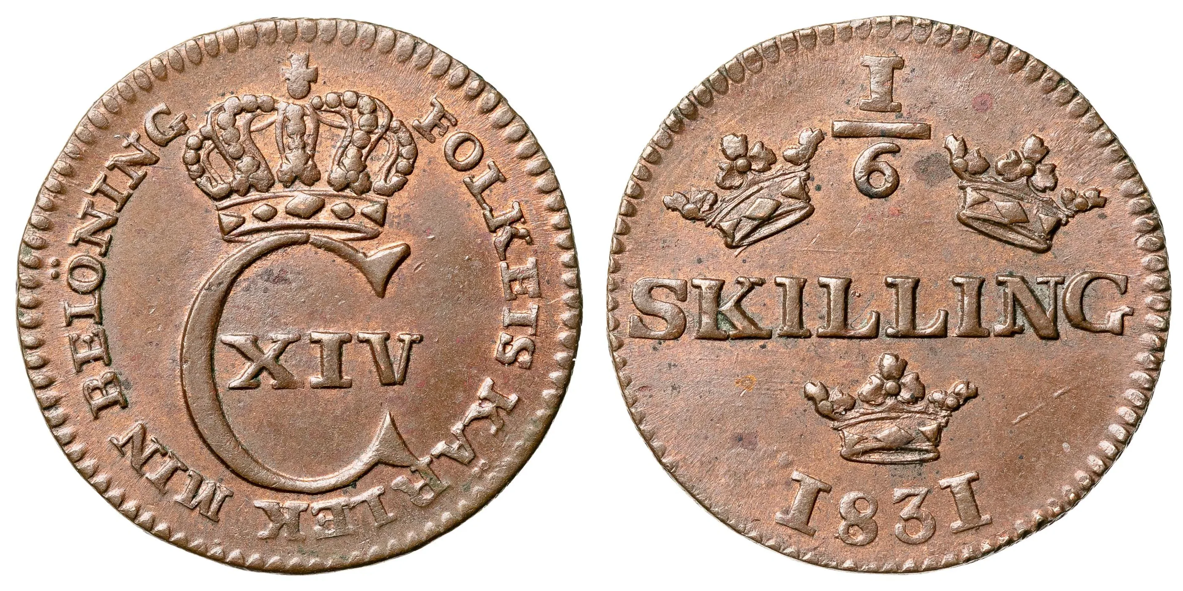 KARL XIV JOHAN (1818-1844). 1/6 skilling 1831
