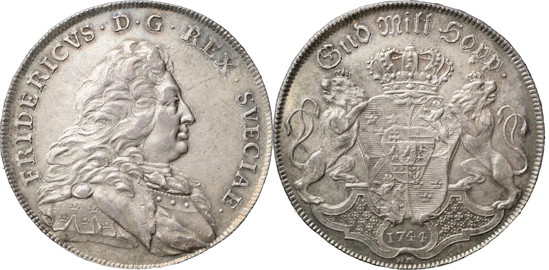 FREDRIK (1720-1751). STOCKHOLM. Riksdaler 1744