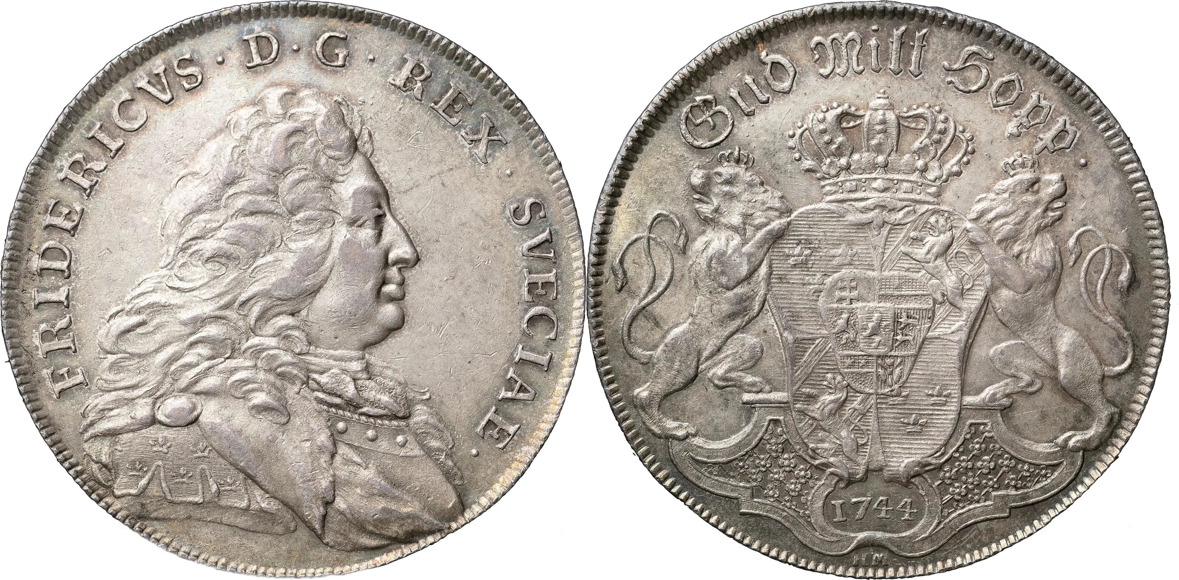 FREDRIK (1720-1751). STOCKHOLM. Riksdaler 1744