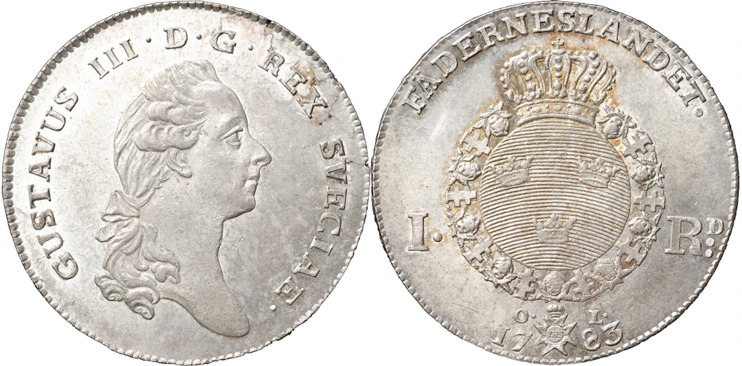 GUSTAV III (1771-1792). STOCKHOLM. Riksdaler 1783