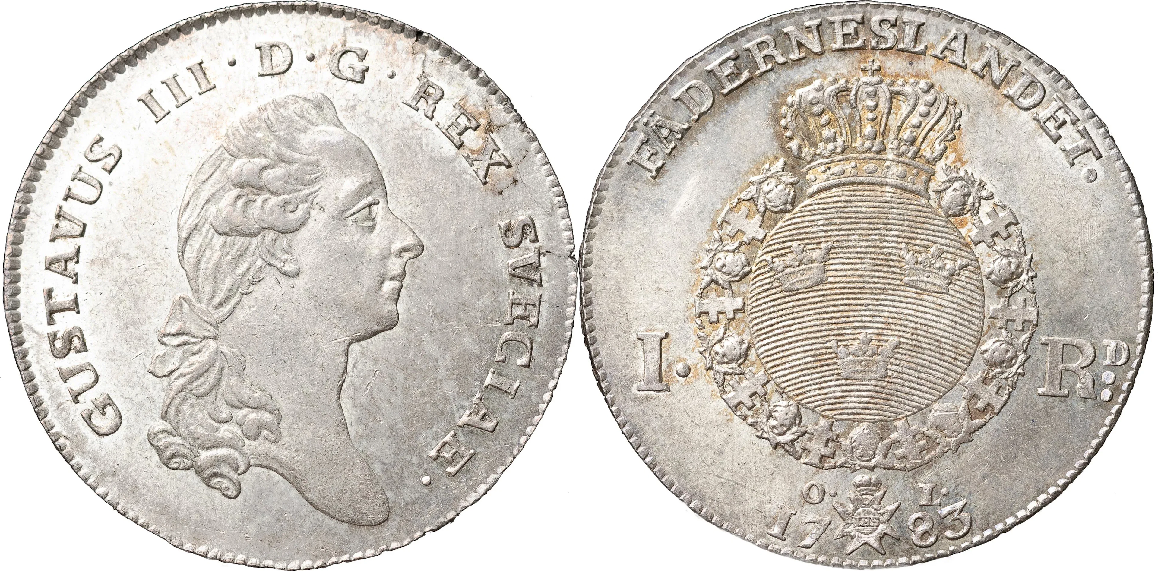 GUSTAV III (1771-1792). STOCKHOLM. Riksdaler 1783