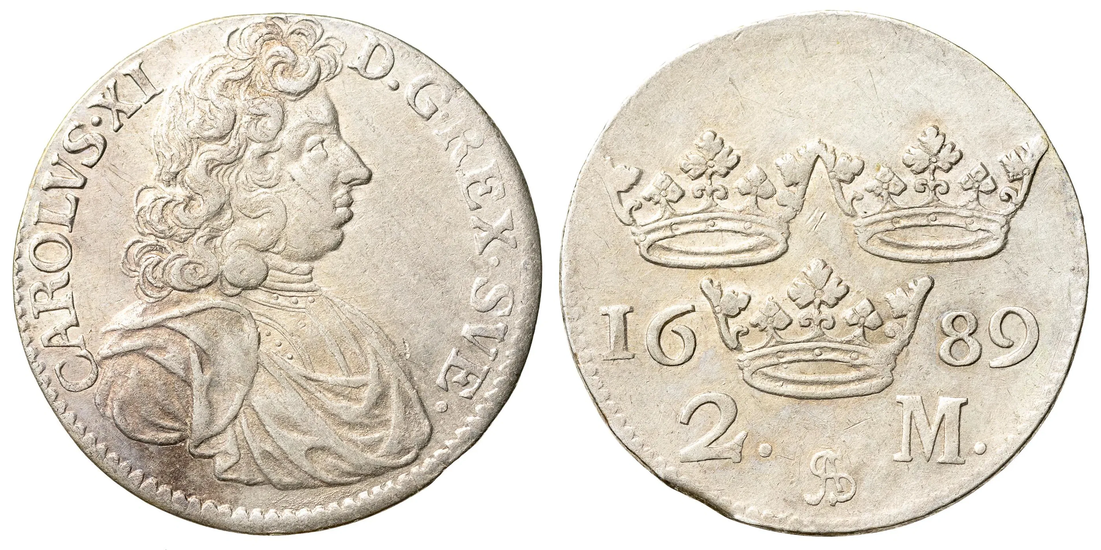 KARL XI (1660-1697). 2 mark 1689