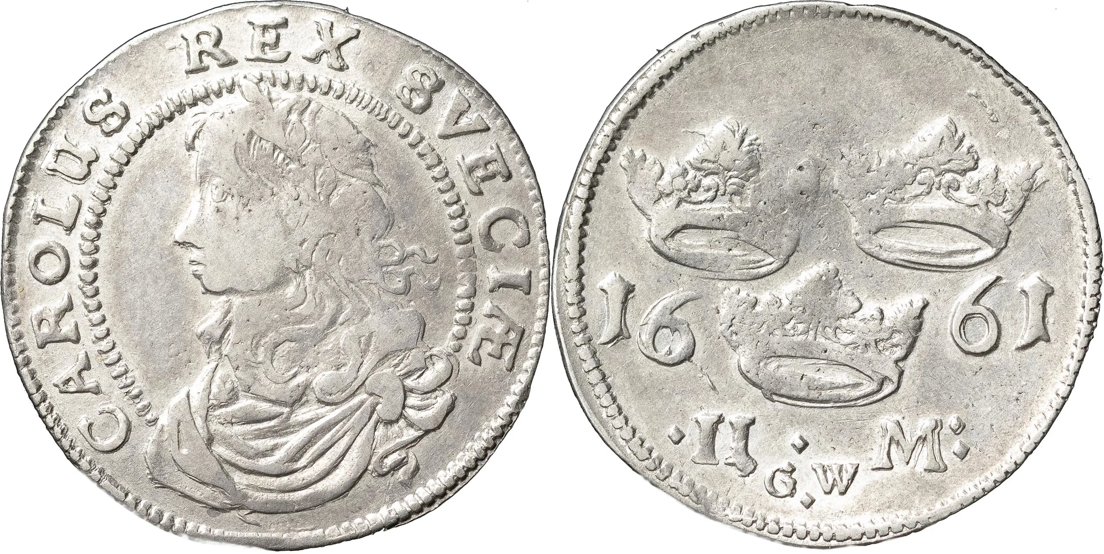 KARL XI (1660-1697). STOCKHOLM. 2 mark 1661