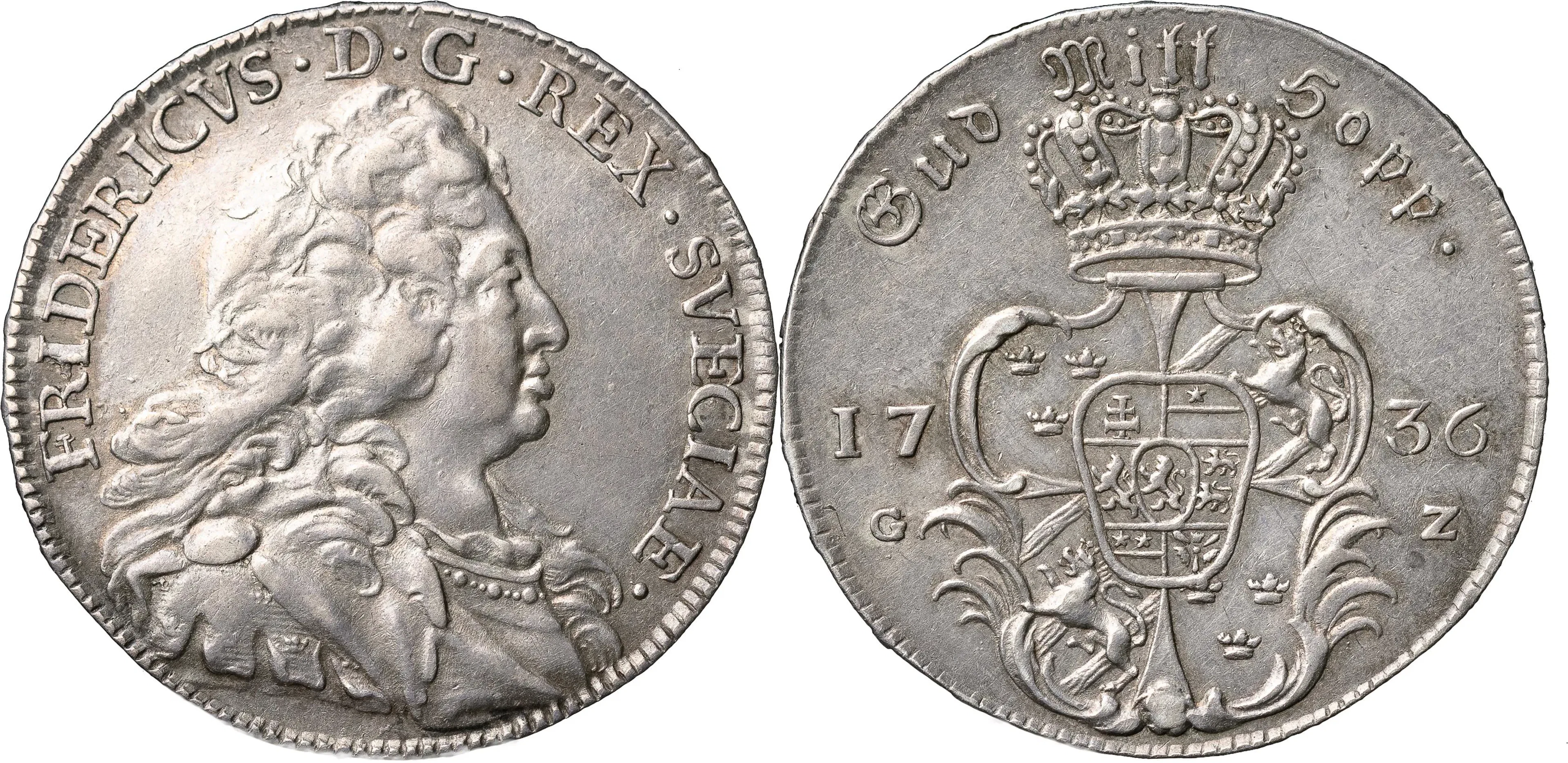 FREDRIK (1720-1751). STOCKHOLM. 1/2 riksdaler 1736