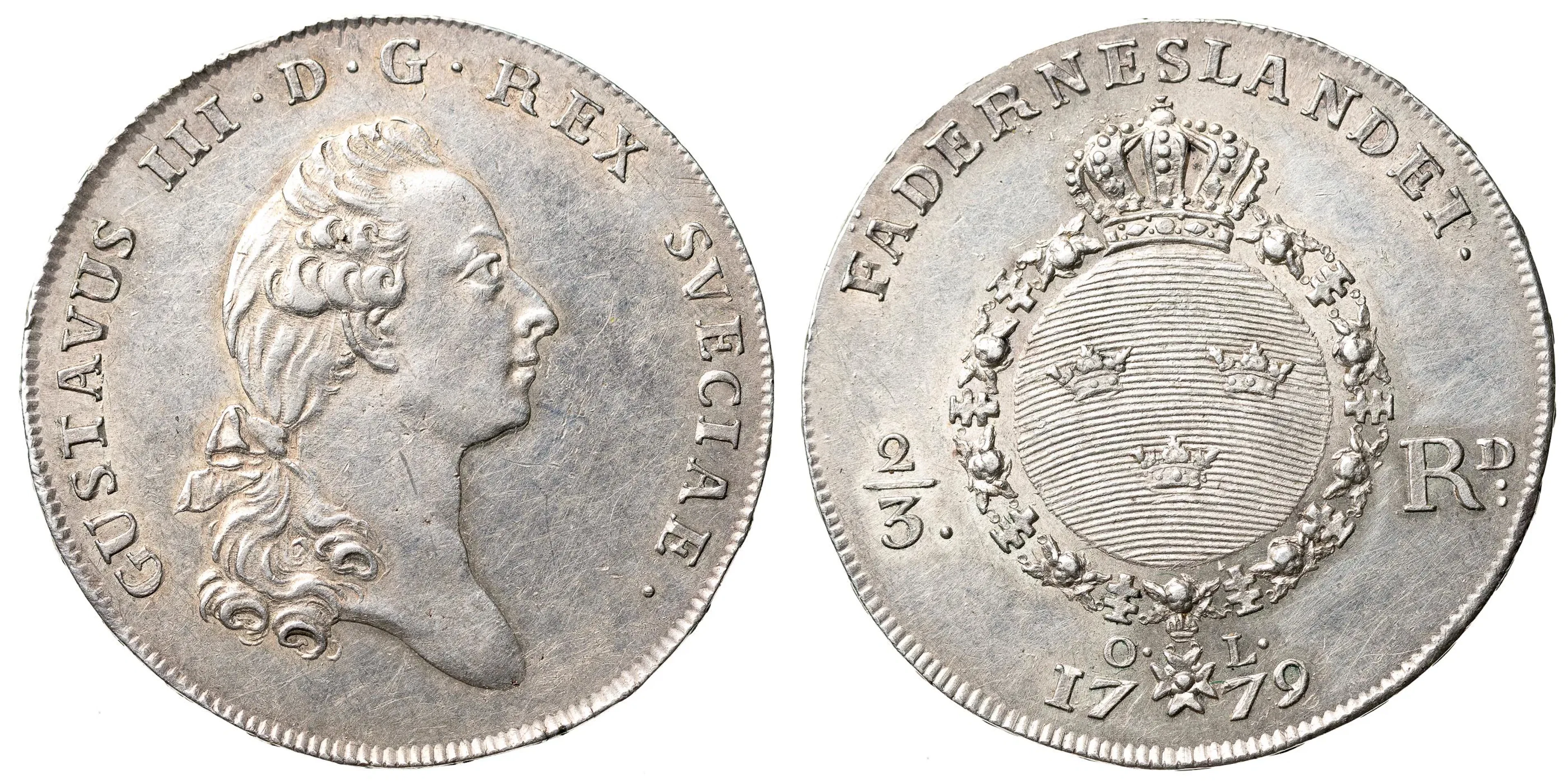 GUSTAV III (1771-1792). 2/3 riksdaler 1779
