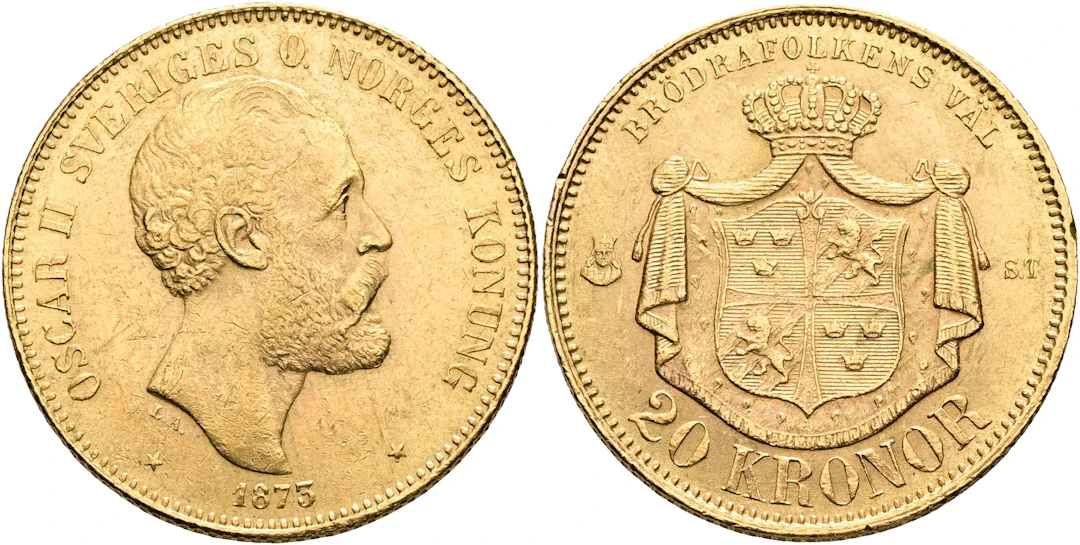 OSKAR II (1872-1907). 20 kronor 1873