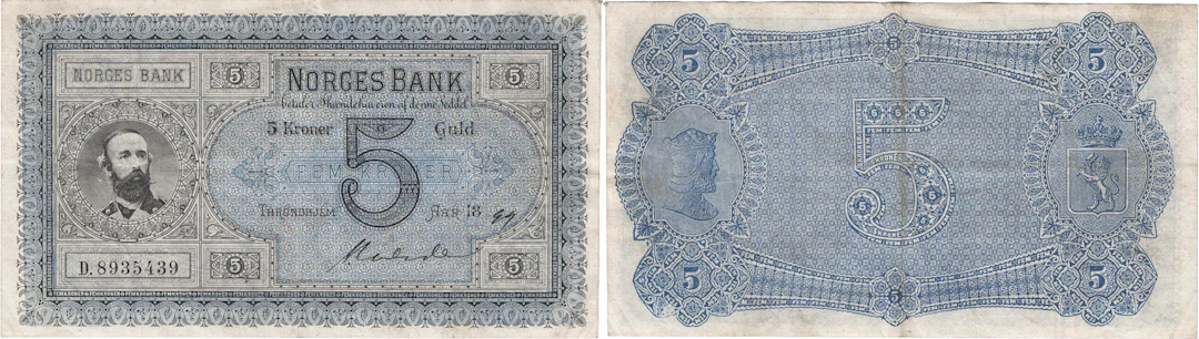 NORGE / NORWAY. Oskar II (1872-1905). 5 kroner 1899