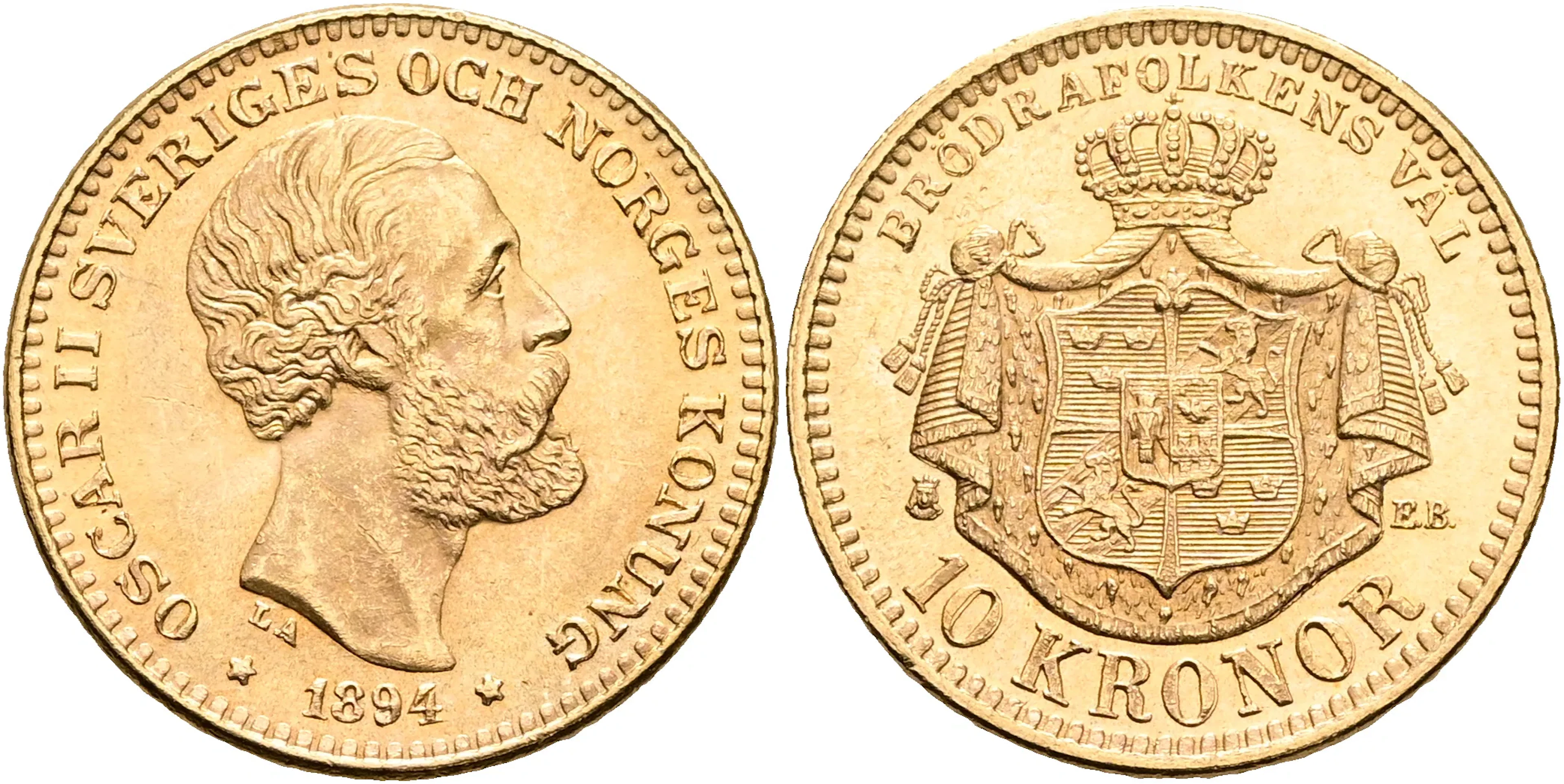 OSKAR II (1872-1907). 10 kronor 1894