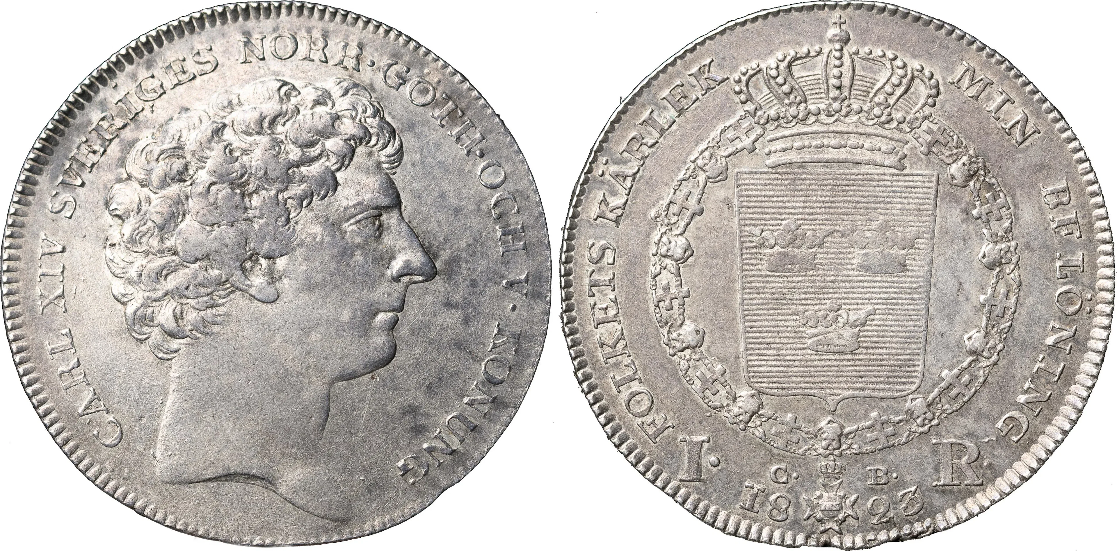 KARL XIV JOHAN (1818-1844). STOCKHOLM. Riksdaler 1823