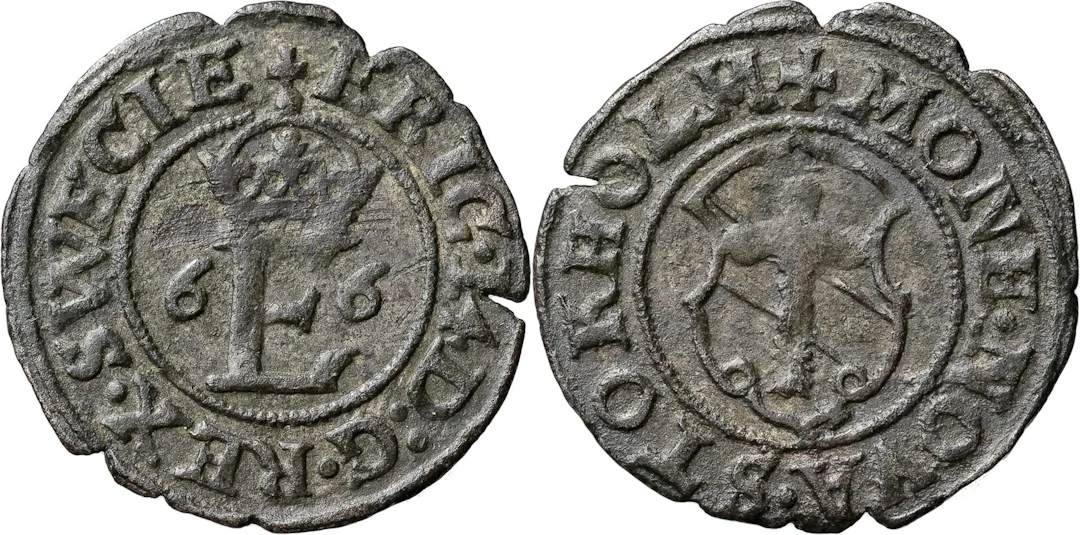 ERIK XIV (1560-1568). STOCKHOLM. 1/2 öre 1566