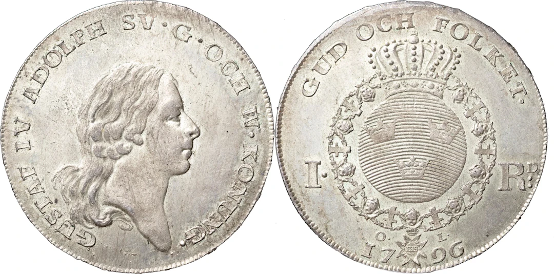 GUSTAV IV ADOLF (1792-1809). STOCKHOLM. Riksdaler 1796