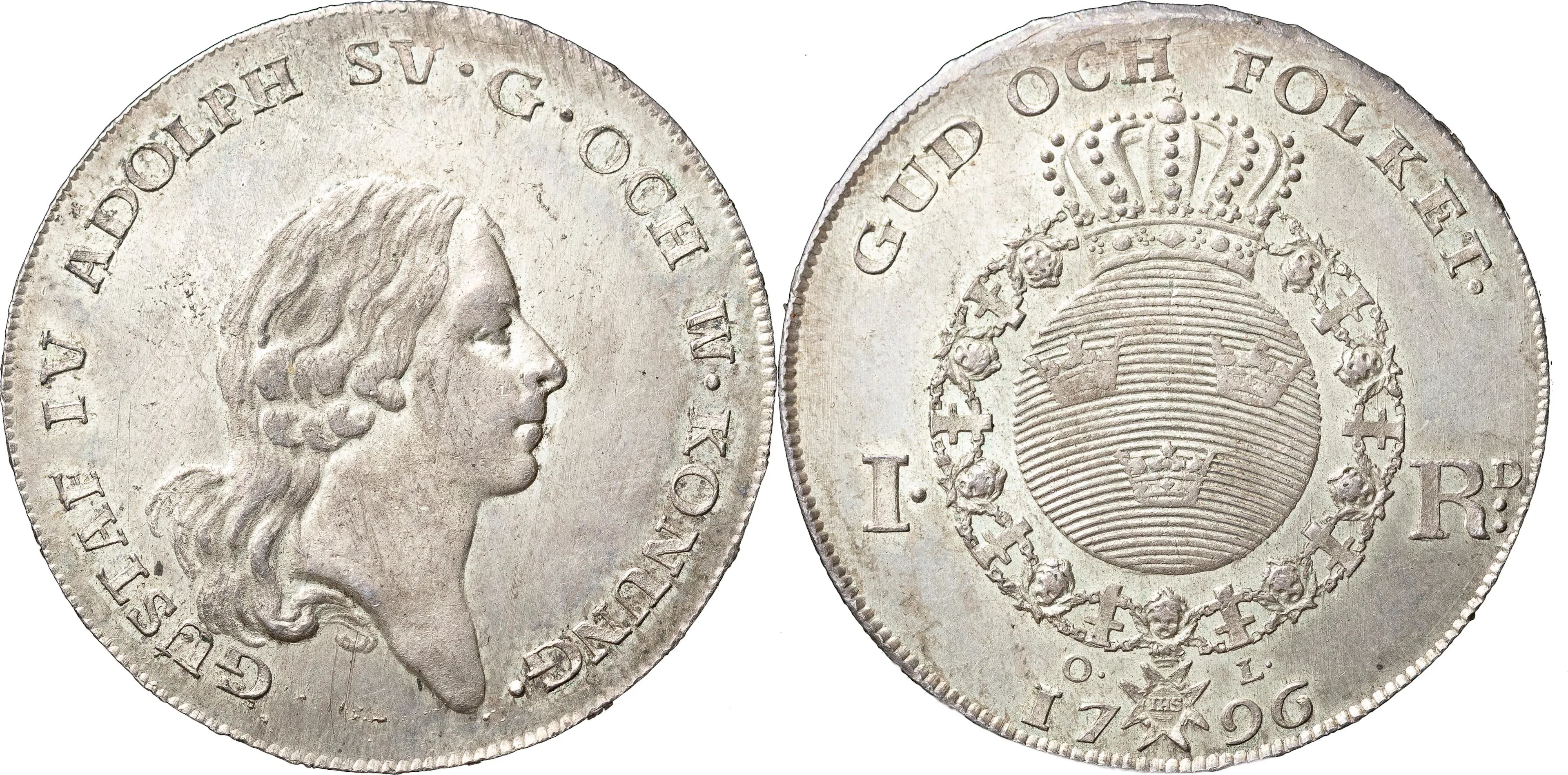 GUSTAV IV ADOLF (1792-1809). STOCKHOLM. Riksdaler 1796