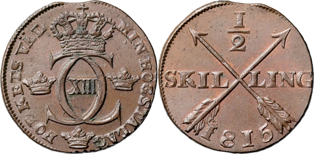 KARL XIII (1809-1818). AVESTA. 1/2 skilling 1815