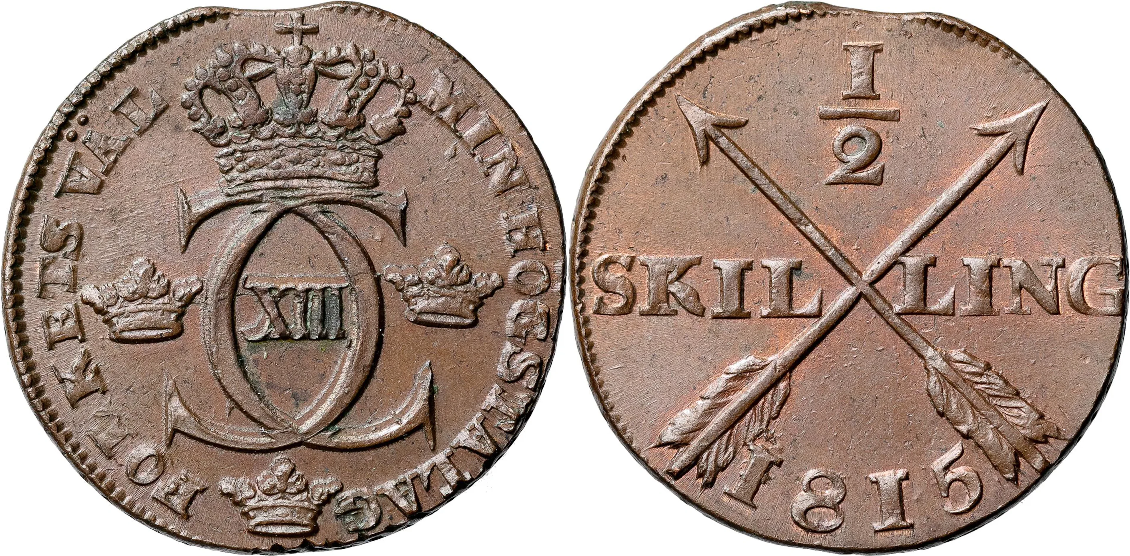 KARL XIII (1809-1818). AVESTA. 1/2 skilling 1815