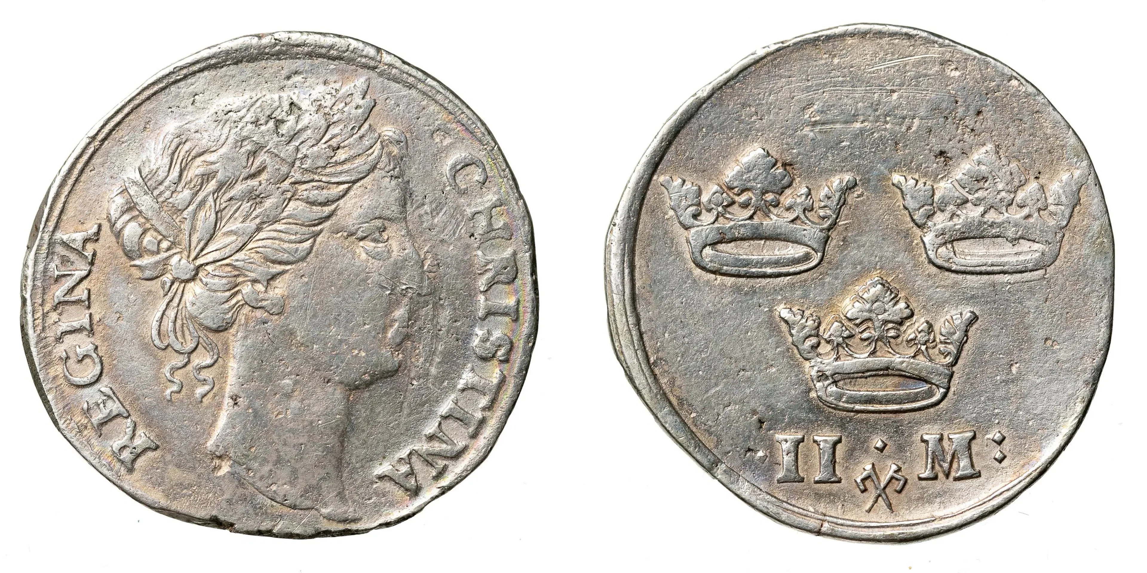 KRISTINA (1632-1654). 2 mark u.å