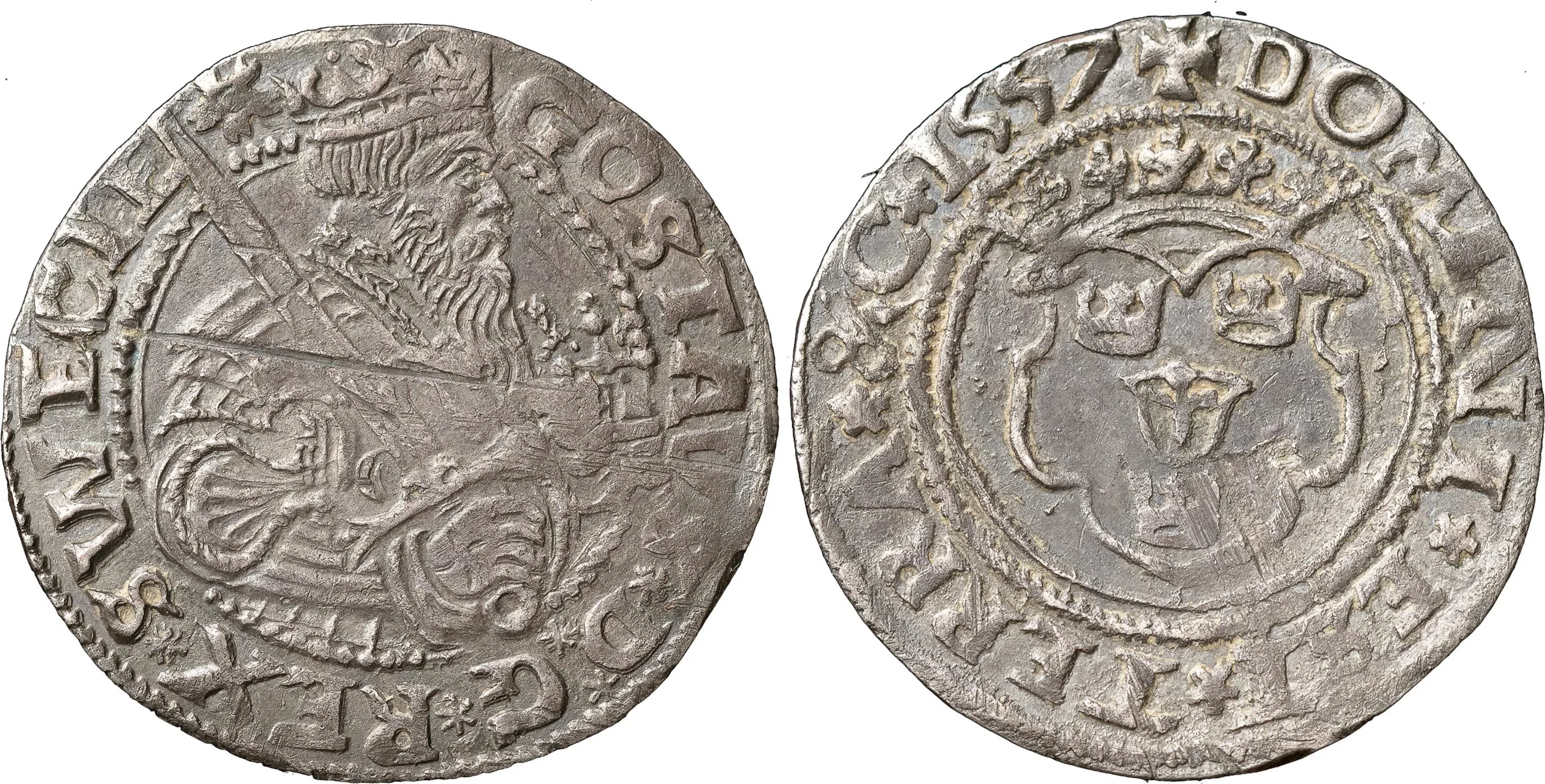GUSTAV I (1523-1560). STOCKHOLM. 1/2 mark 1557
