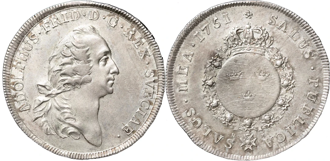 ADOLF FREDRIK (1751-1771). STOCKHOLM. Riksdaler 1751