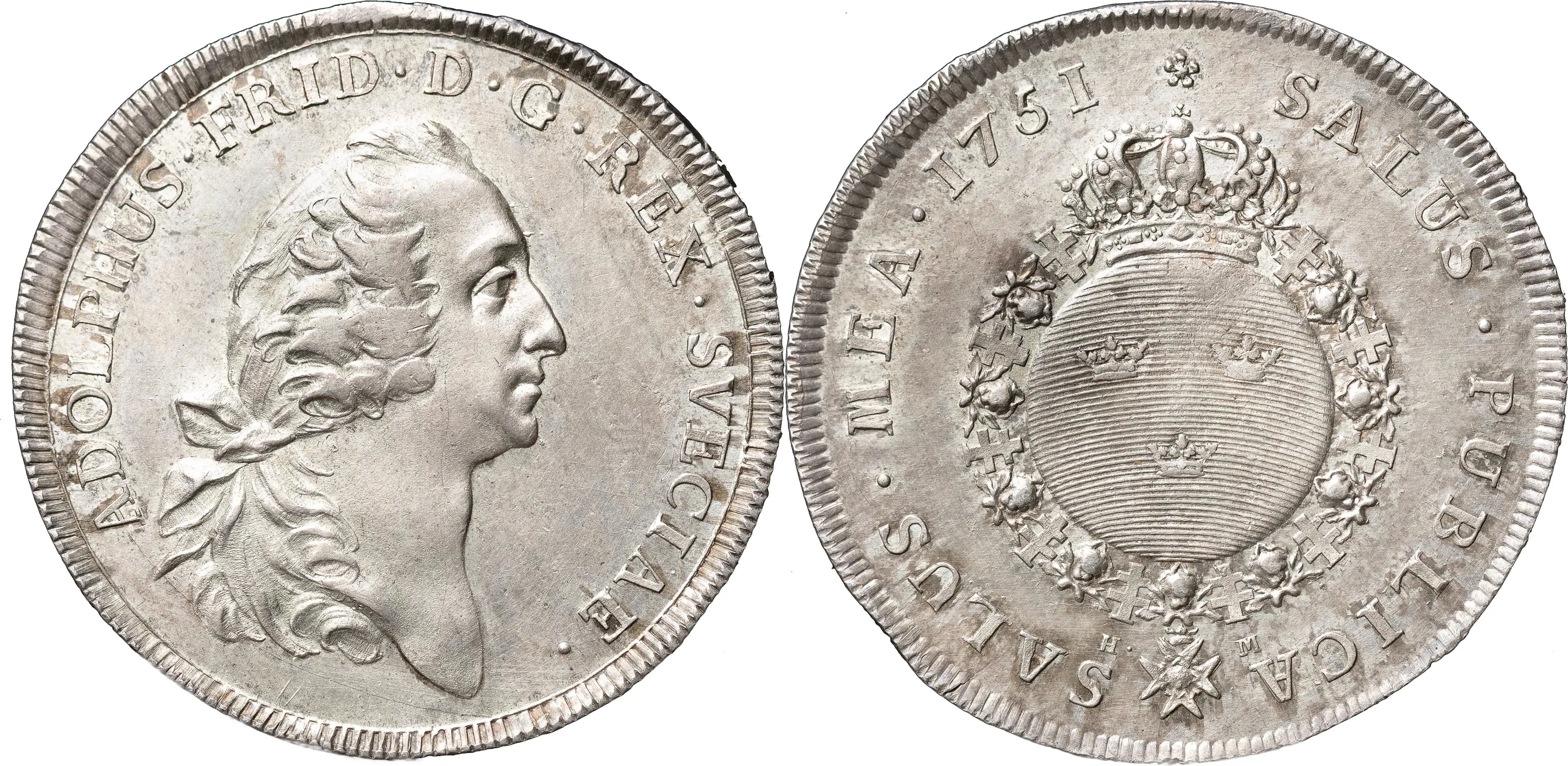 ADOLF FREDRIK (1751-1771). STOCKHOLM. Riksdaler 1751
