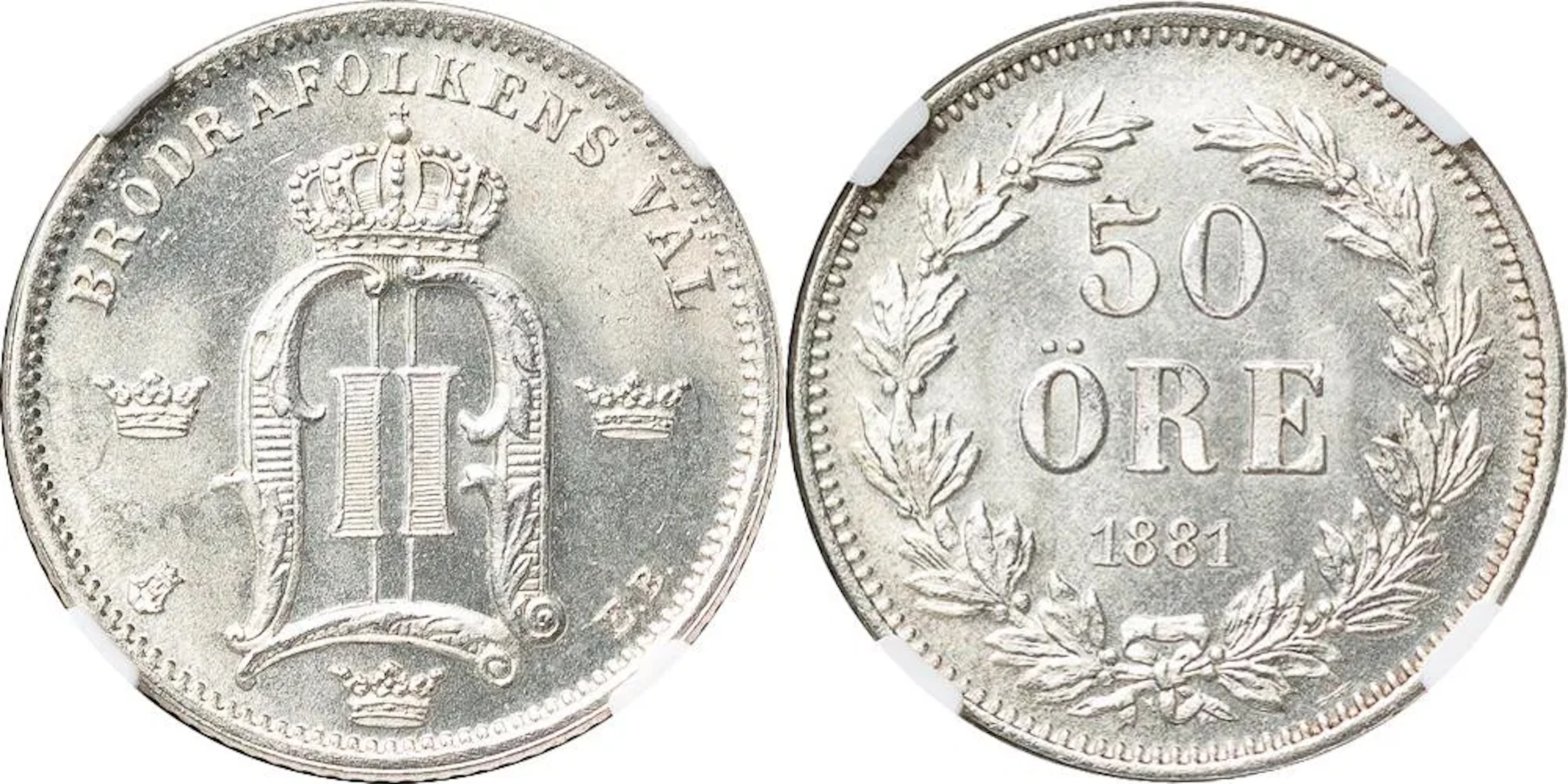 OSKAR II (1872-1907). 50 öre 1881. SM 85