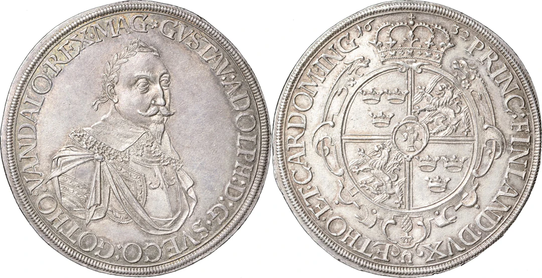 GUSTAV II ADOLF (1611-1632). AUGSBURG. Taler 1632