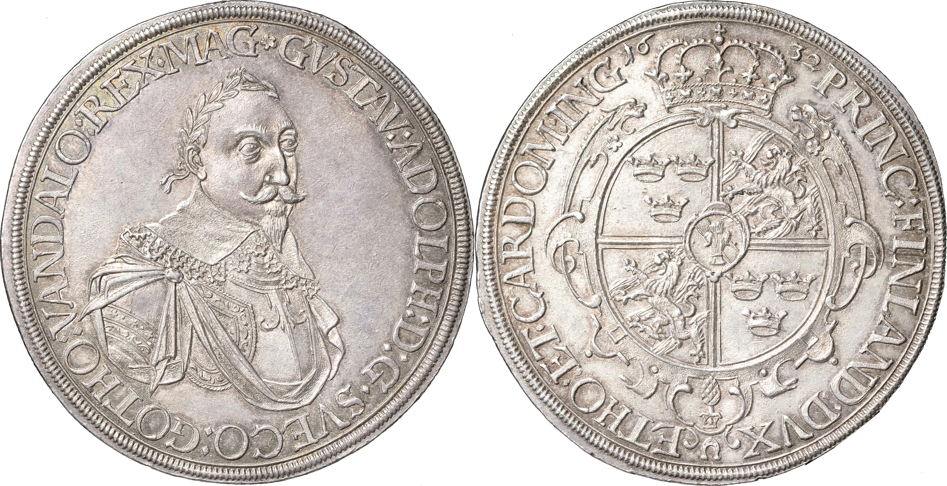GUSTAV II ADOLF (1611-1632). AUGSBURG. Taler 1632