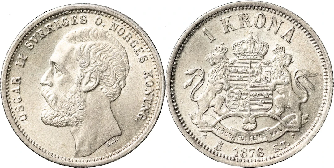 OSKAR II (1872-1907). Krona 1876. SM 63