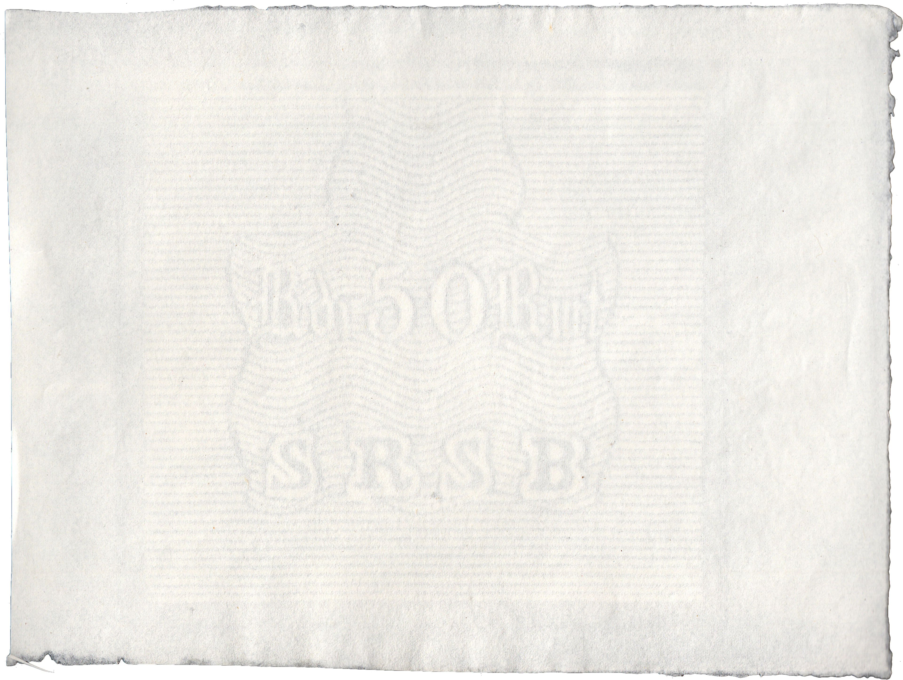 SEDLAR / BANKNOTES. Pappers- och vattenmärkesprov för 50 riksdaler