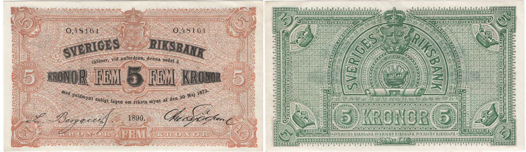 5 kronor 1890. O,48161