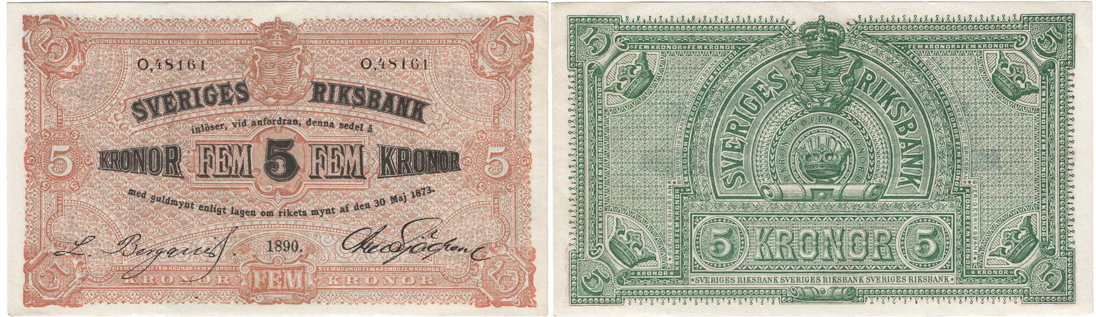 5 kronor 1890. O,48161