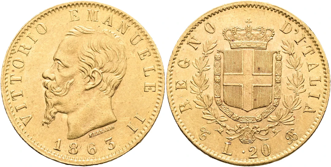 ITALIEN / ITALY. 20 lire 1863