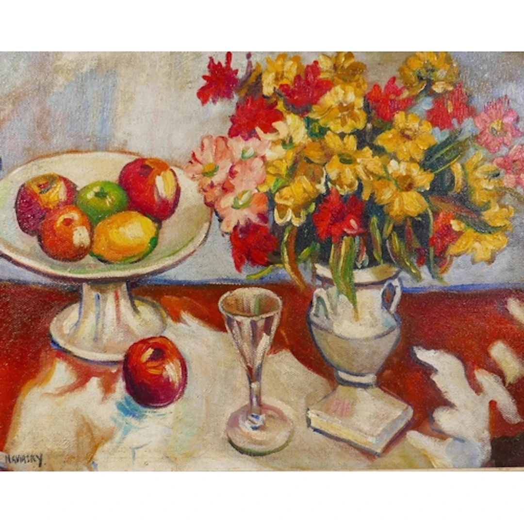 Scottish colourist style still life, oil on canvas laid on b...
