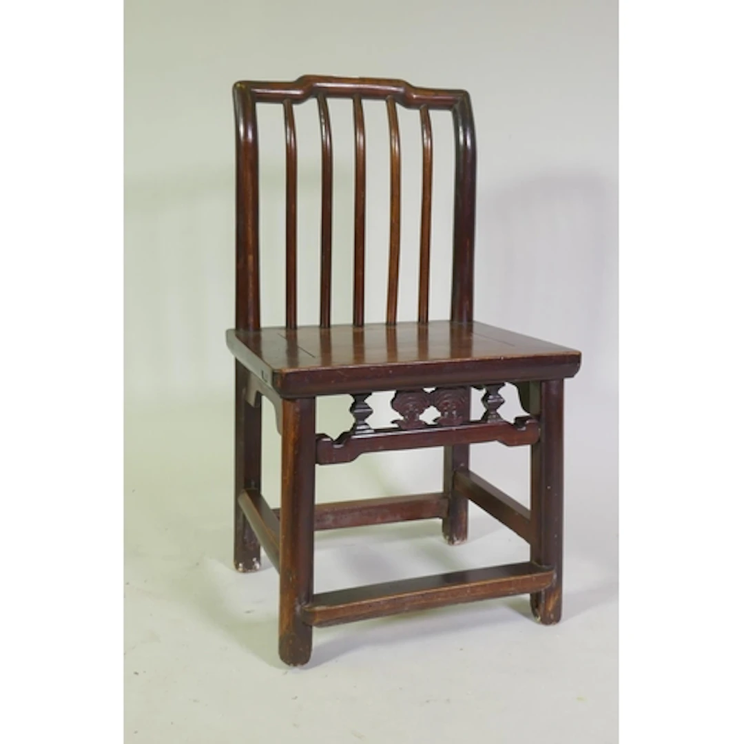 A small Chinese hardwood side chair with spindle back, 72cm ...