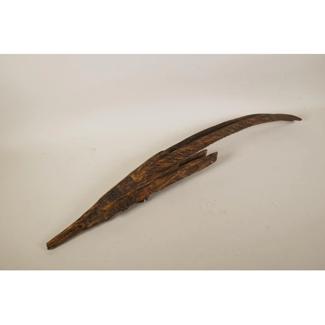 An African Bambara tribe carved wood chiwara antelope mask, ...